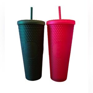 Starbucks Pink & Dark Green cups